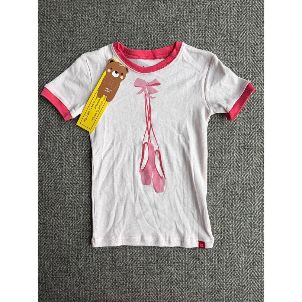 Vaenait Baby Kids Pink Ballet Shoes Bows Pajama Set 100% Cotton 4-5T NEW‎